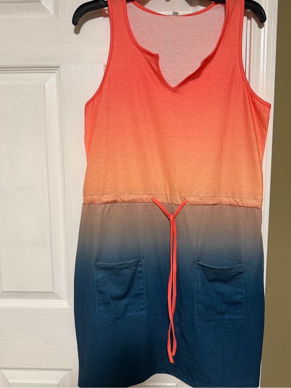 Ombre Tank One-Piece Dress - Coral to Navy